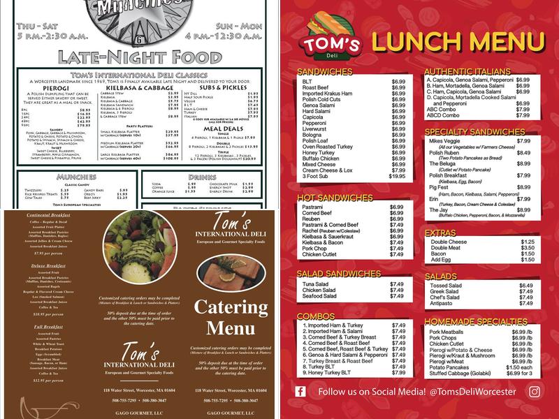 Tom's International Deli Menu