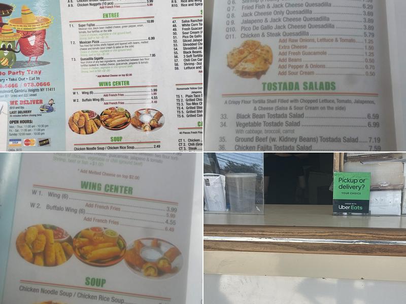 Top tortillas Menu