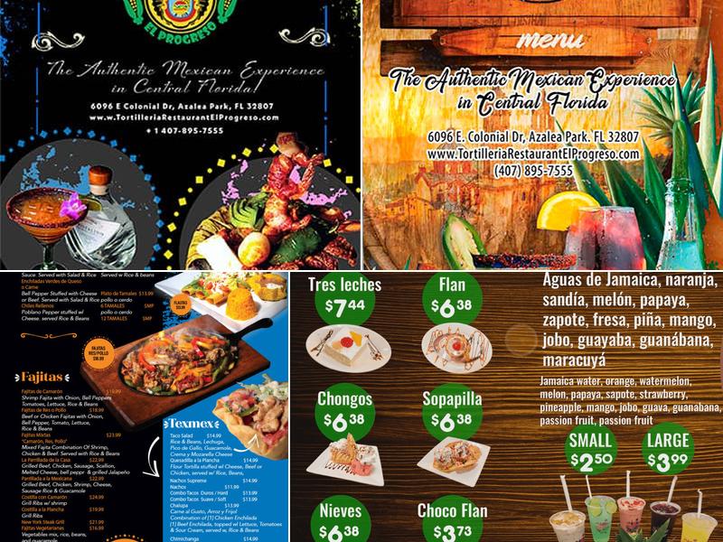 Tortilleria Restaurant El Progreso Menu