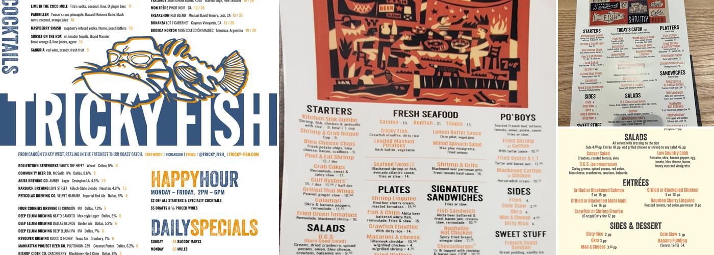 Tricky Fish Menu