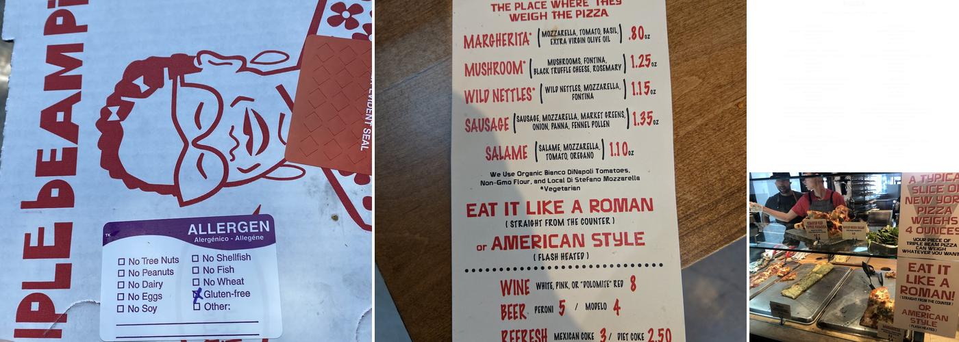Triple Beam Pizza Menu