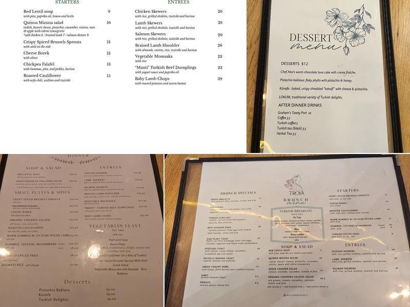 Troya Restaurant Menu