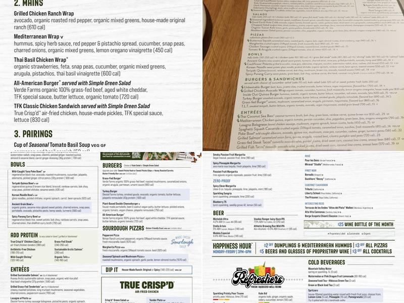 True Food Kitchen Menu