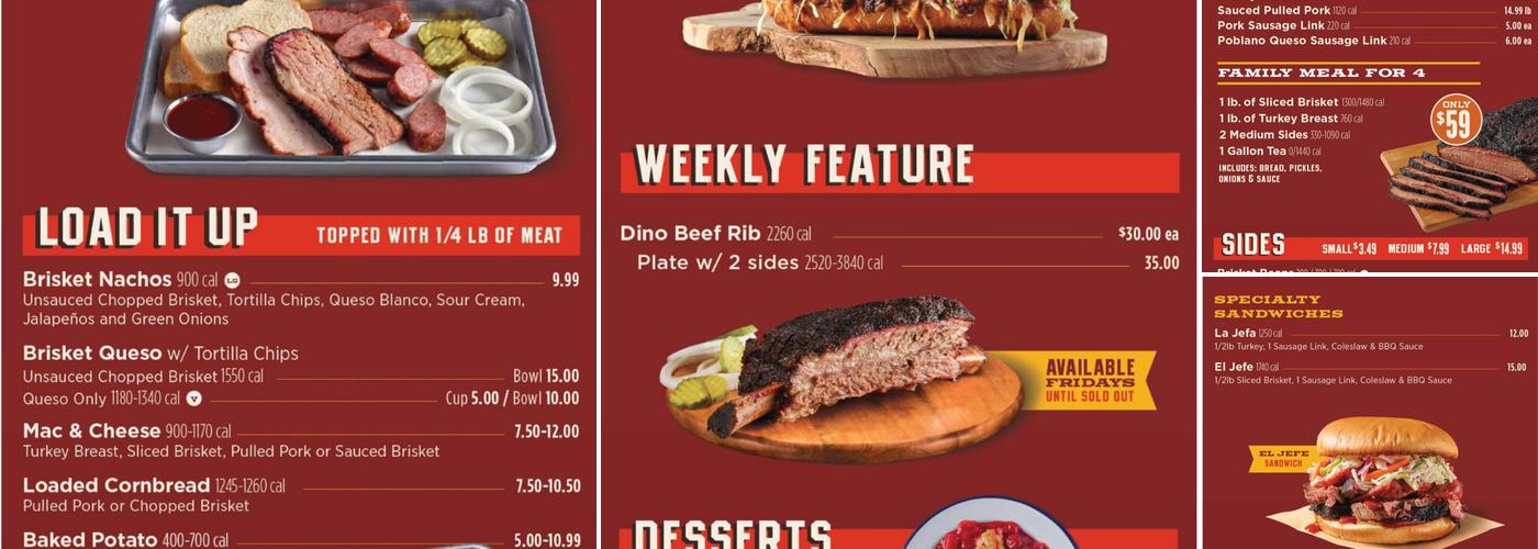True Texas BBQ Menu