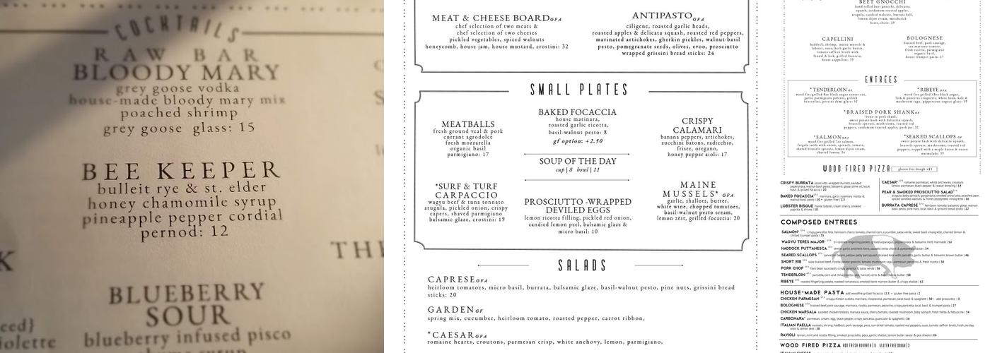 Tuscan Table Menu