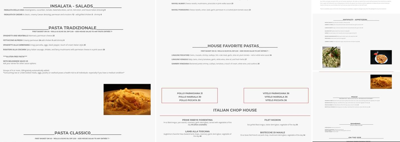 Tuscany Italian Bistro Menu