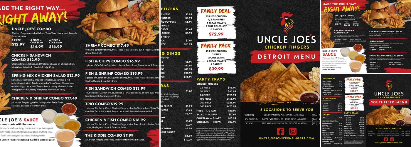 Uncle Joe's Chicken Fingers Menu