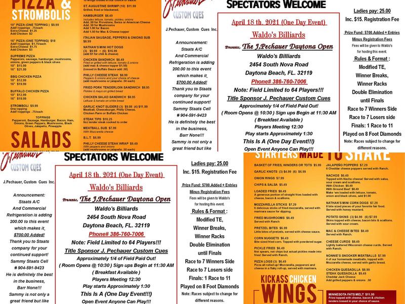 Waldo's Sports Pub & Billiards Menu