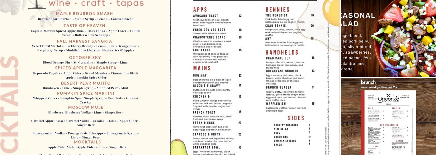 Uncork'd Menu