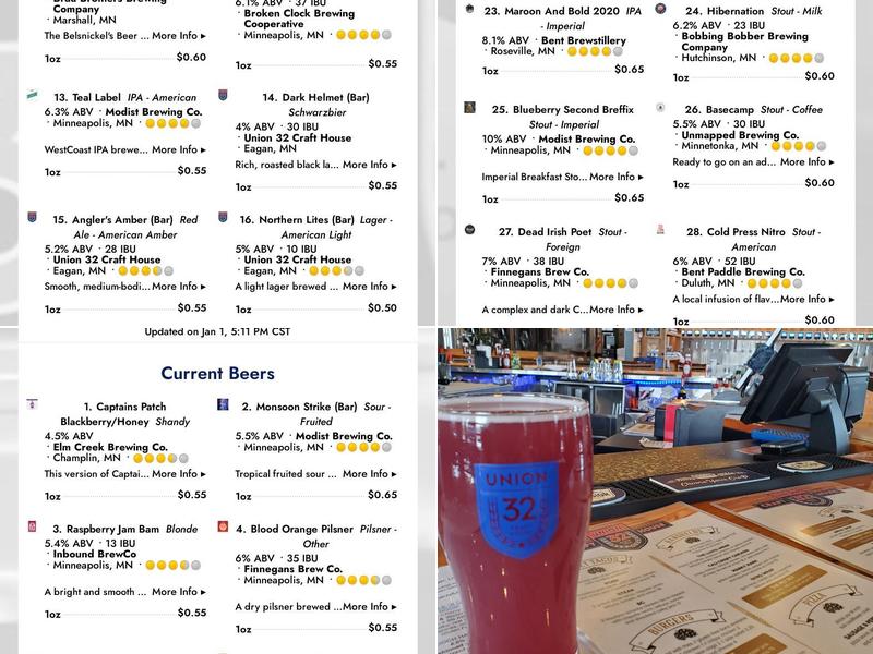 Union 32 Craft House Menu