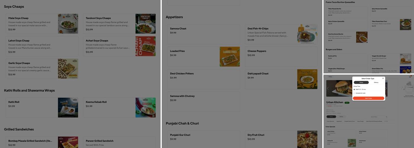 Urban Kitchen Menu