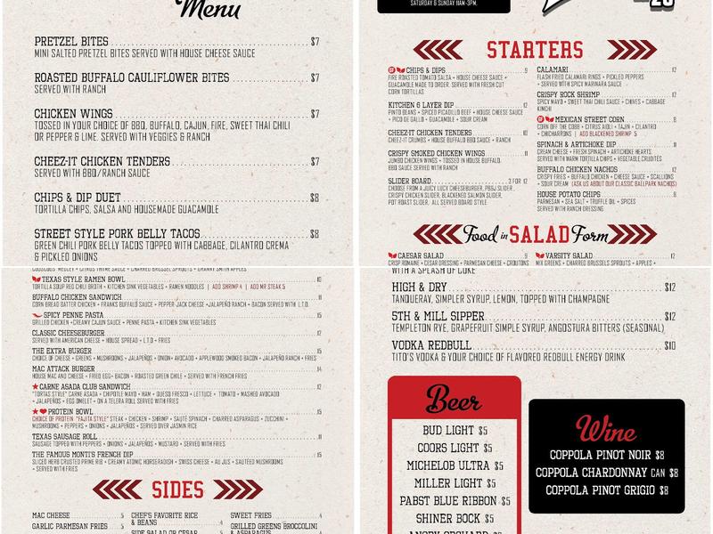 Varsity Tavern Menu