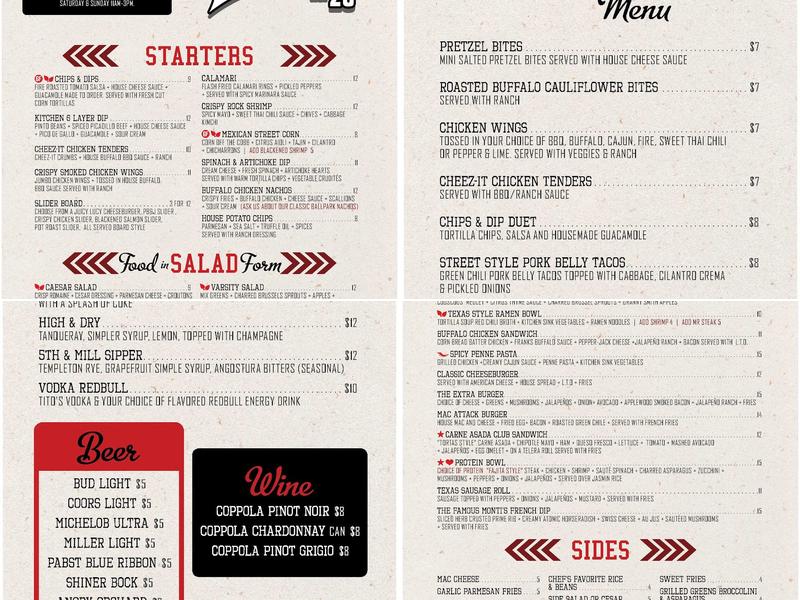 Varsity Tavern Menu