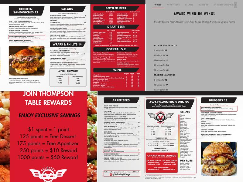 Velocity Wings - Manassas Menu