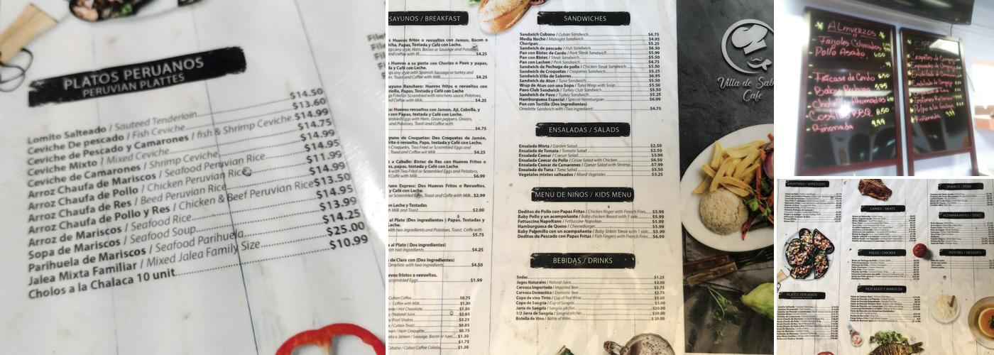 Villa De Sabores Café Menu