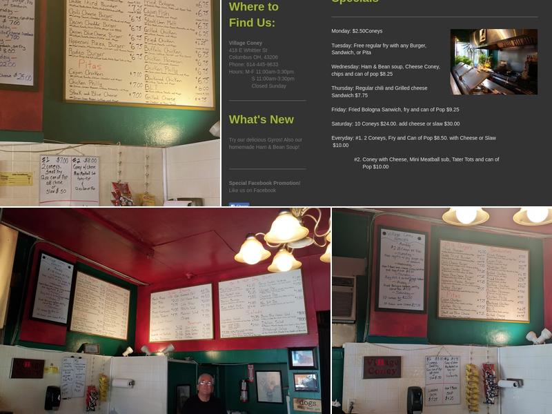 Village Coney Menu