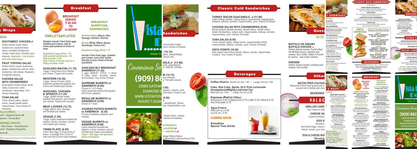 Vista Pointe Deli Menu