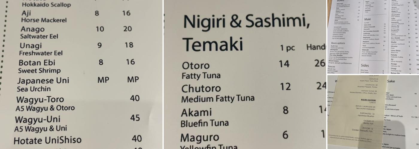 Wabi Sabi Miami Menu