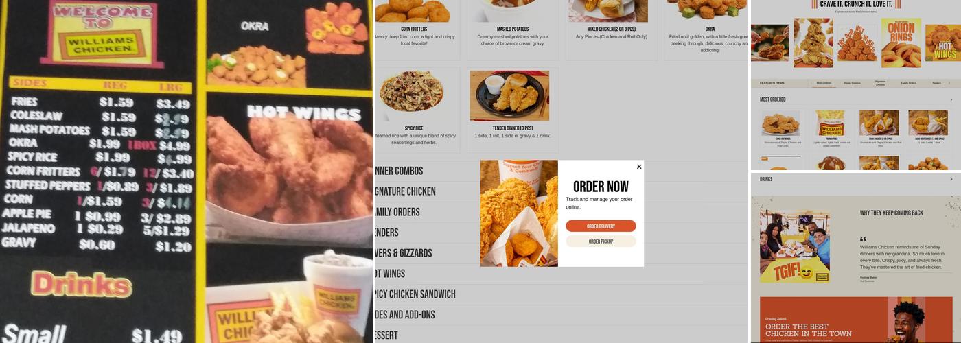 Williams Chicken Menu
