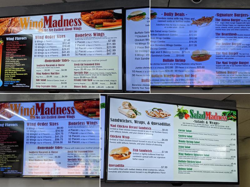 Wing Madness Inc Menu