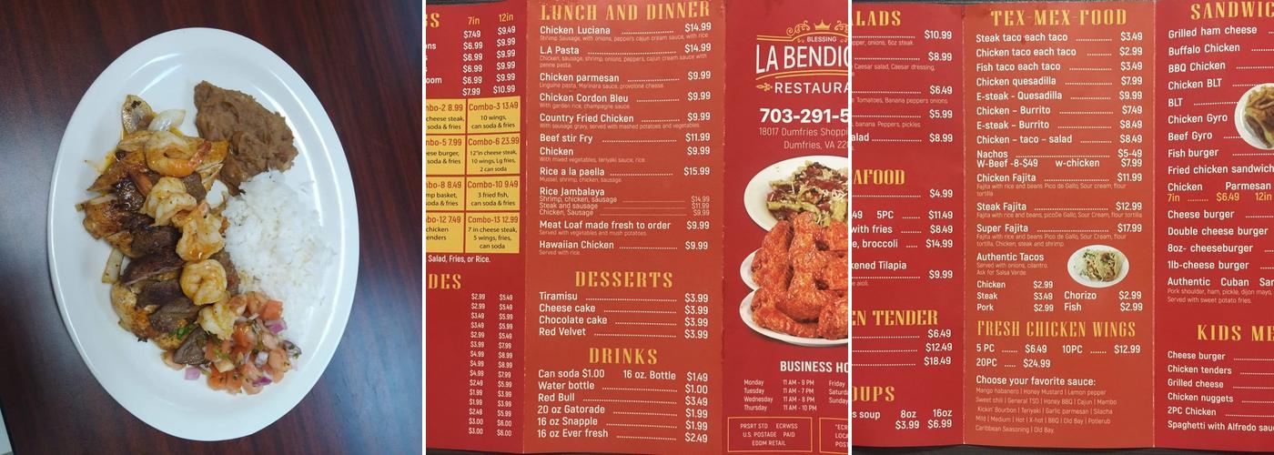 La Bendicion Menu