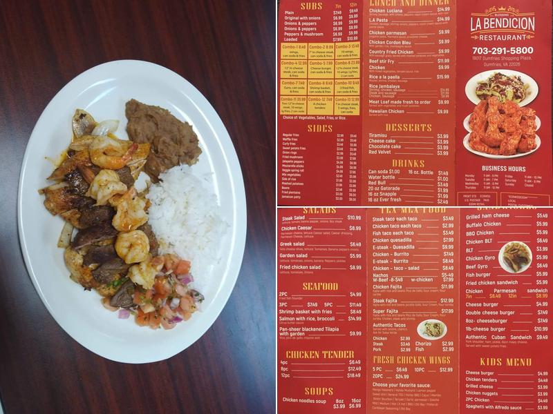 La Bendicion Menu