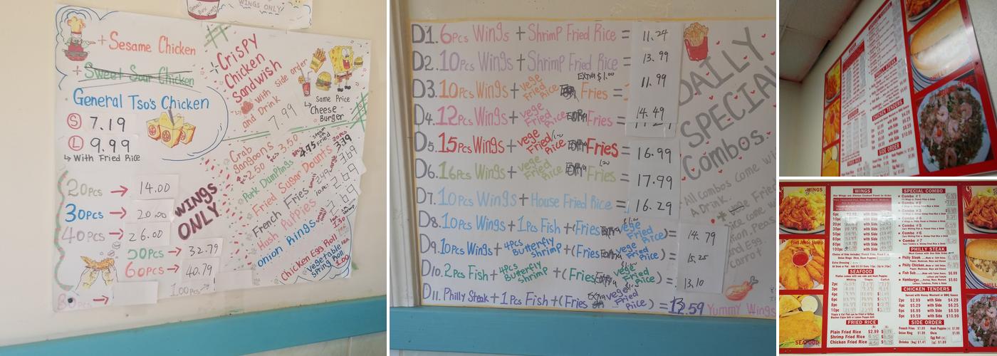 Wings & Seafood Menu