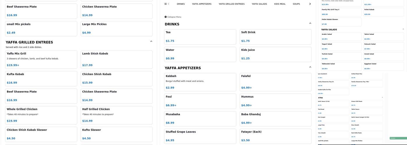 Yaffa Grill & Market Menu