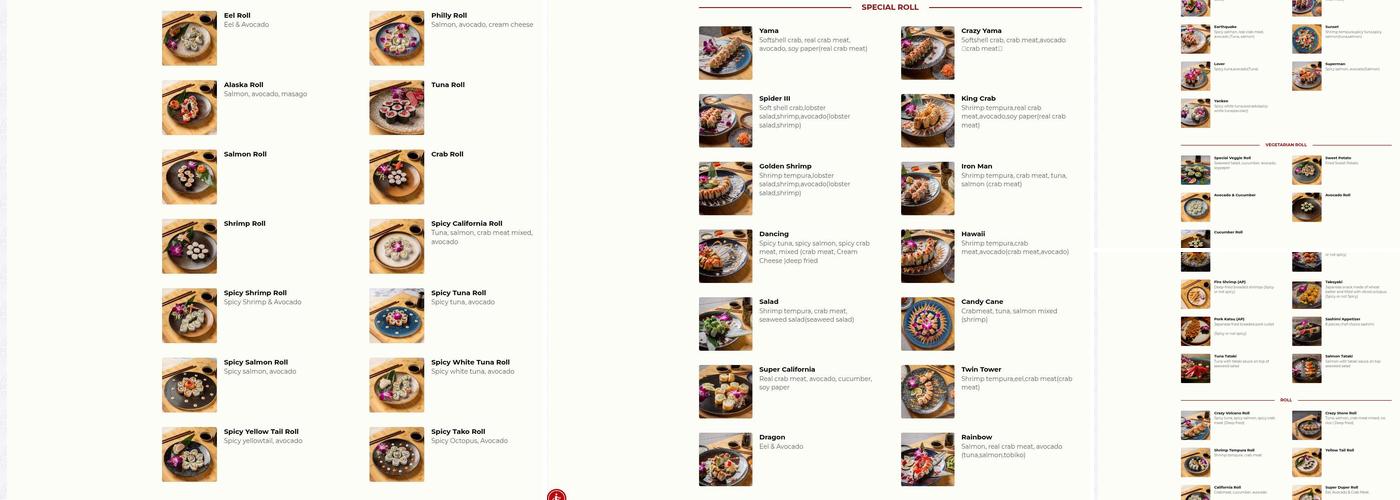 YamaChen's Sushi Menu