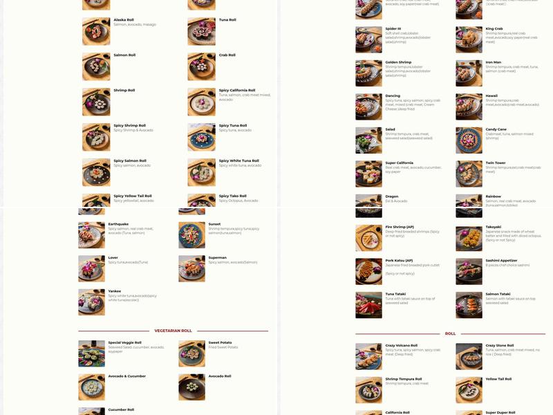 YamaChen's Sushi Menu