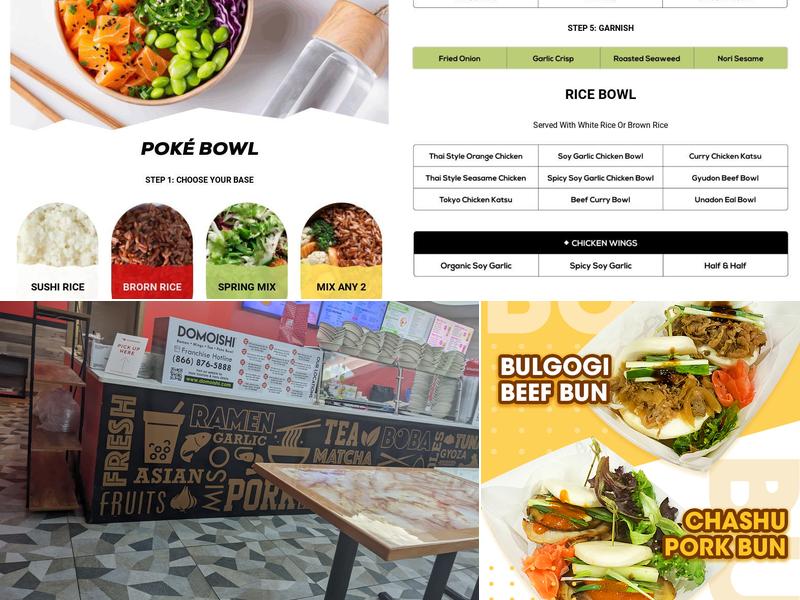 DOMOISHI ramen-poke-tea-wings Menu