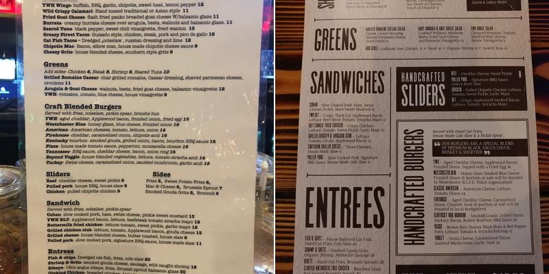 Yonkers Whiskey House Menu