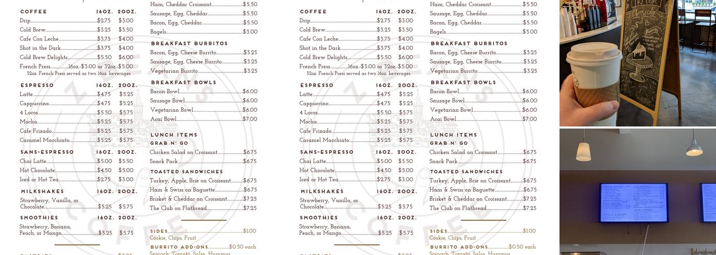 Z Beans Coffee - Mercer Village Menu