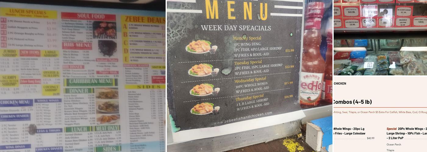 Zebee Fish Market & Seafood Resturant Menu