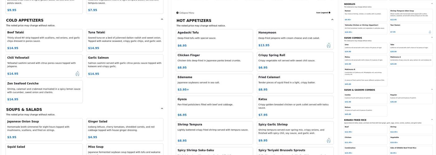 Zen Sushi & Grill Menu