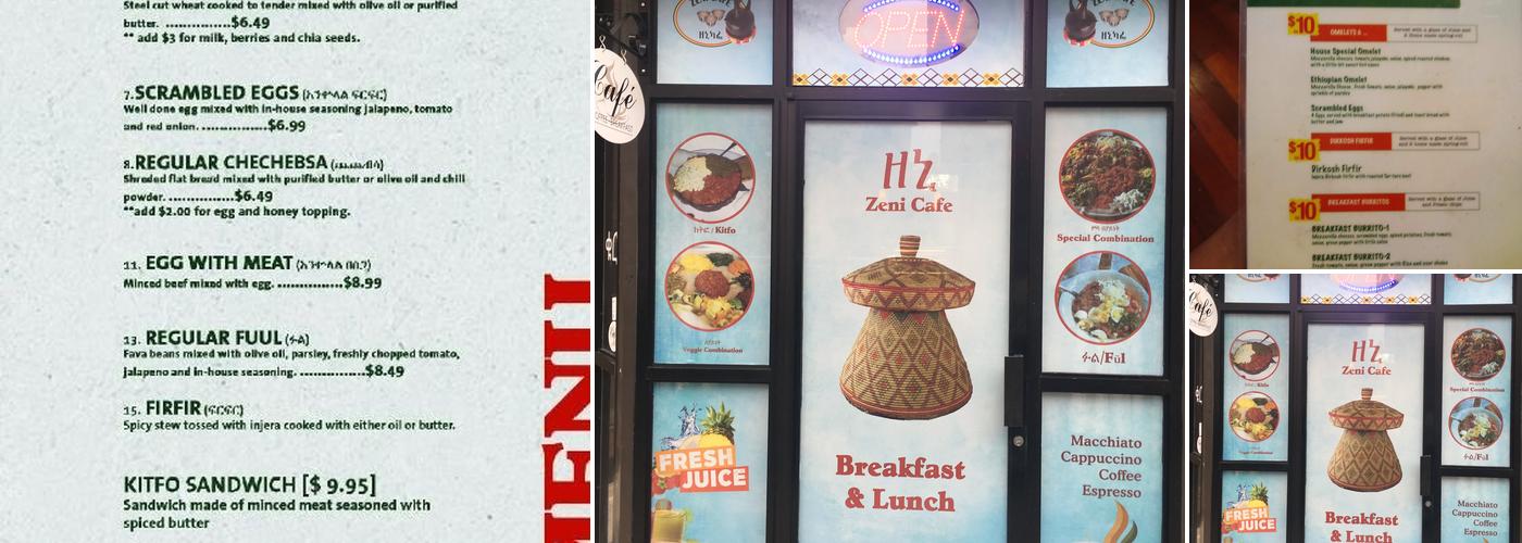 Zeni Ethiopian Restaurant Menu
