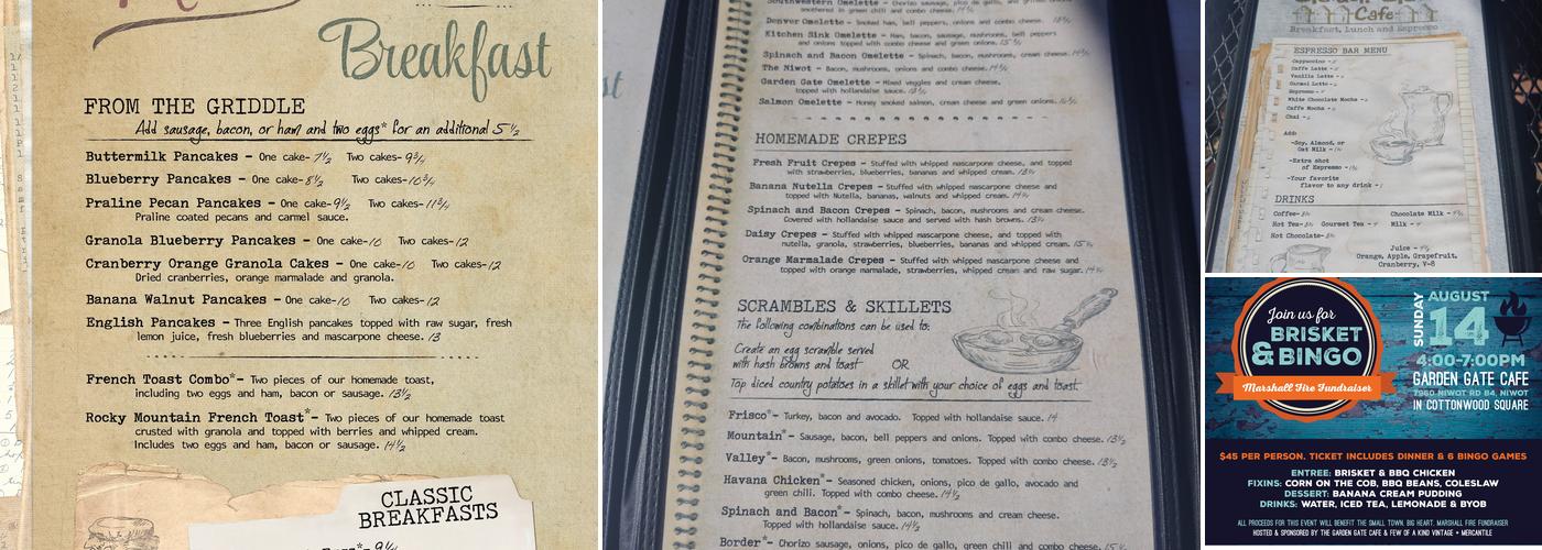 The Garden Gate Cafe Menu