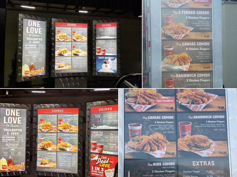 Raising Cane's Chicken Fingers Menu