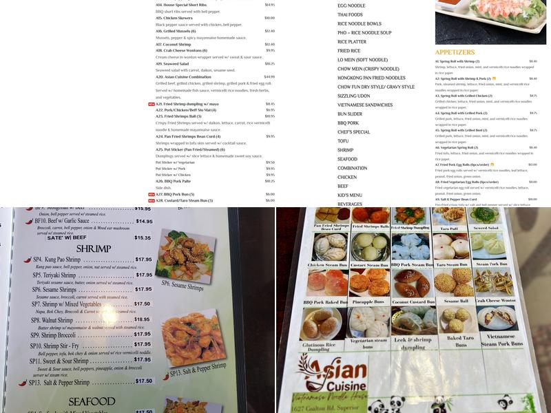 Asian Cuisine & Vietnamese Noodle House Menu