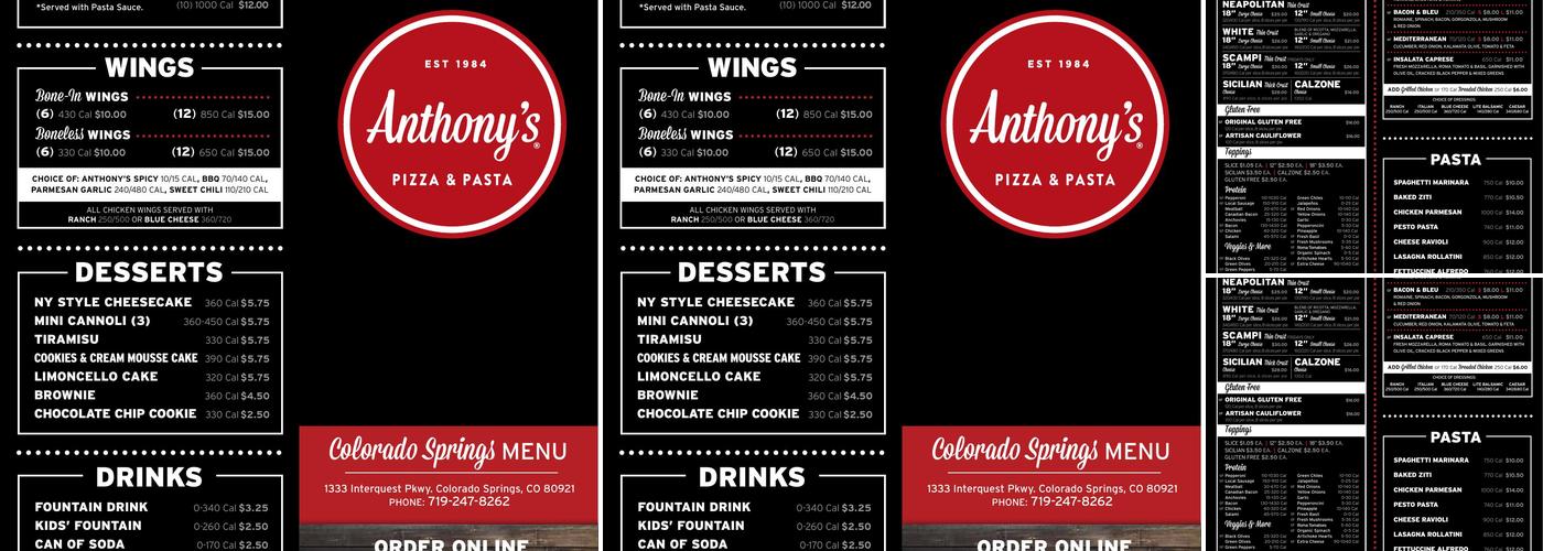 Anthony's Pizza & Pasta Menu