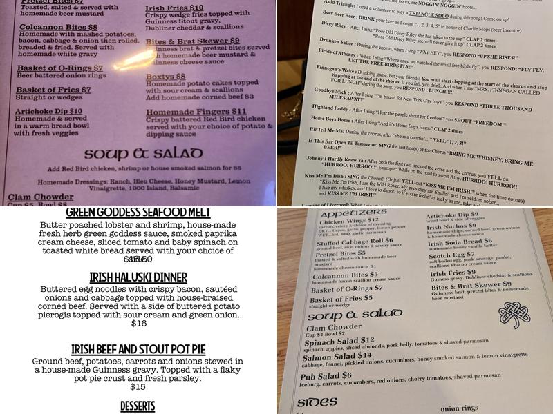 Abby's Irish Pub Menu