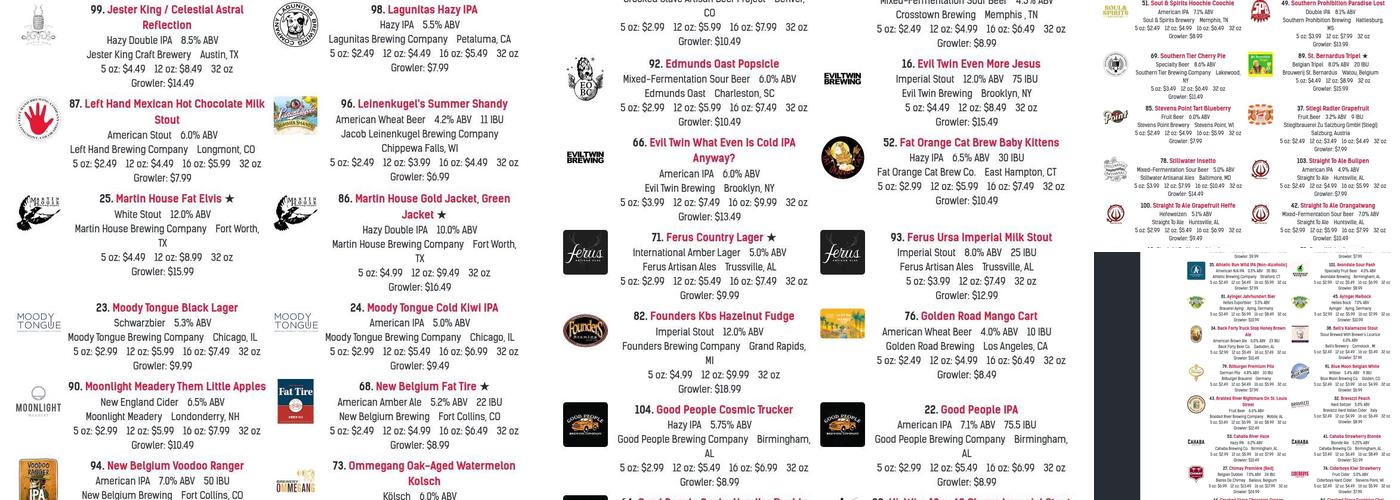 The Open Bottle Menu