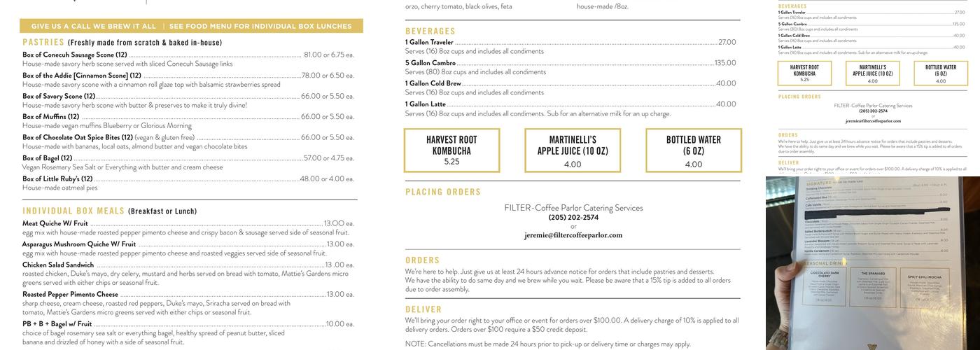 FILTER-Coffee Parlor Menu