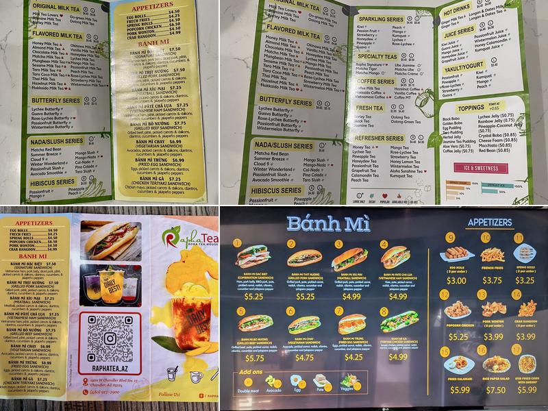 RaphaTea Menu