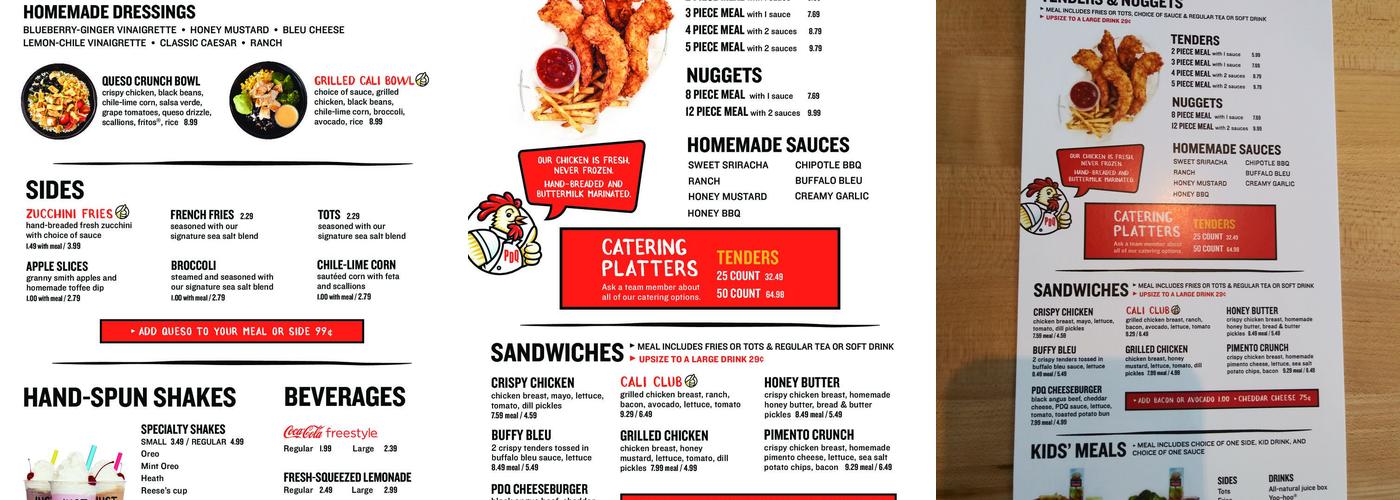 PDQ Restaurant Menu