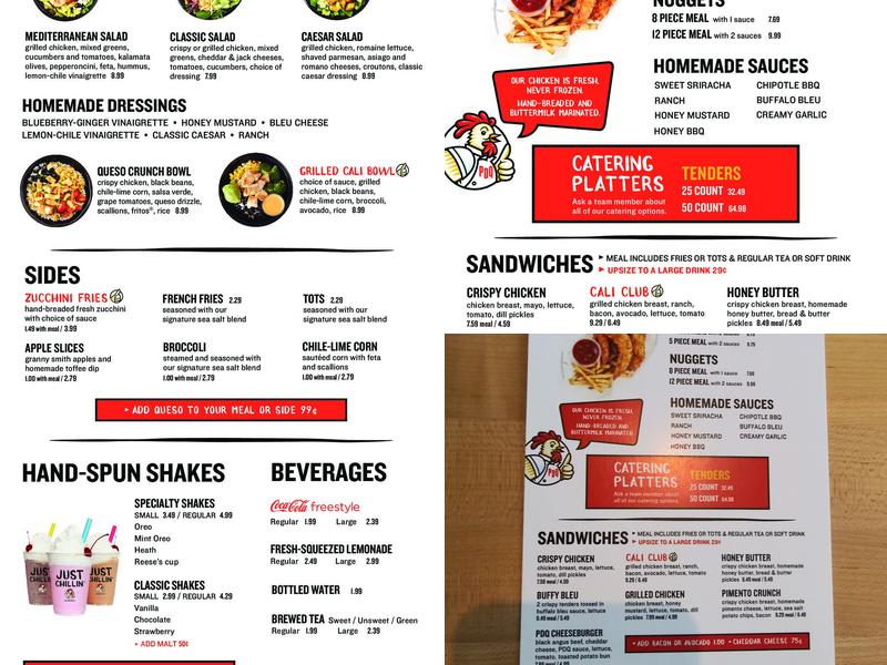 PDQ Restaurant Menu