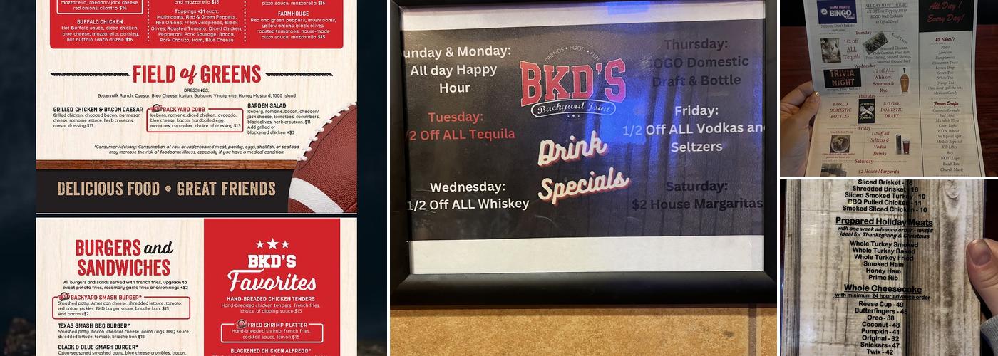 BKD's Backyard Joint Menu