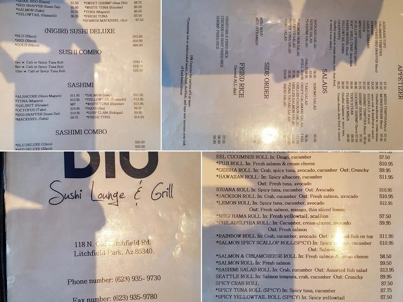 Blu Sushi Lounge & Grill Surprise Menu