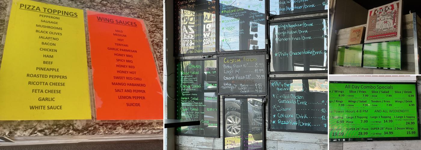 Betty’s Pizza Menu