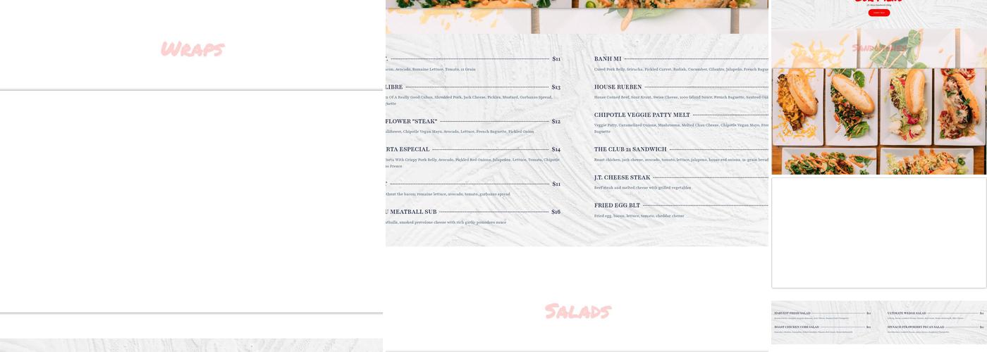 J.T. Bros Sandwich Company Menu